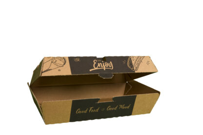 Burger & Chips Clamshell box (Black Print) open